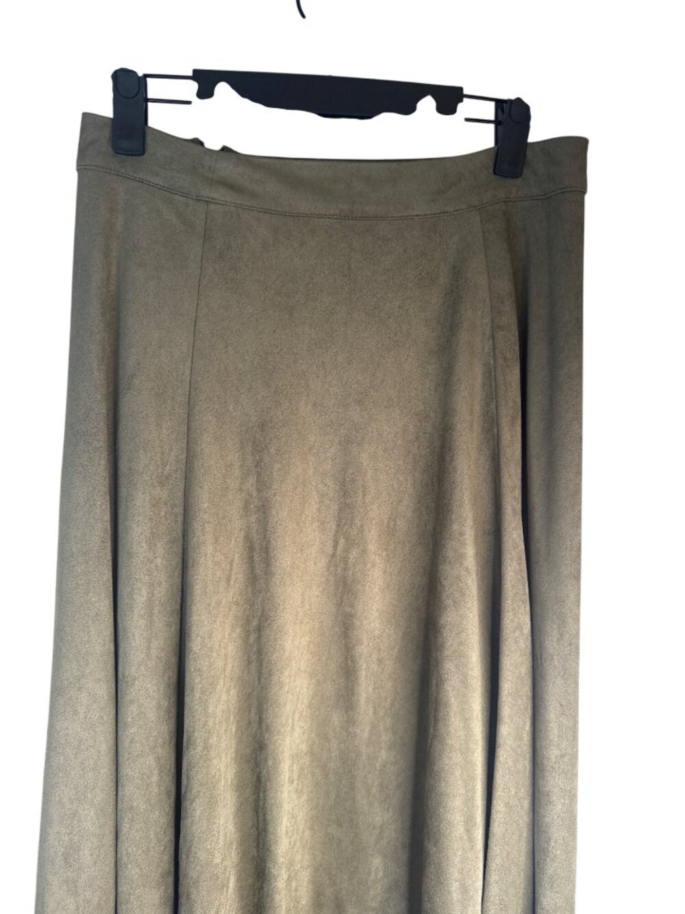 ZARA Olive Green Medium Faux Suede Midi High Waisted Skirt Polyester Blend - Picture 9 of 12